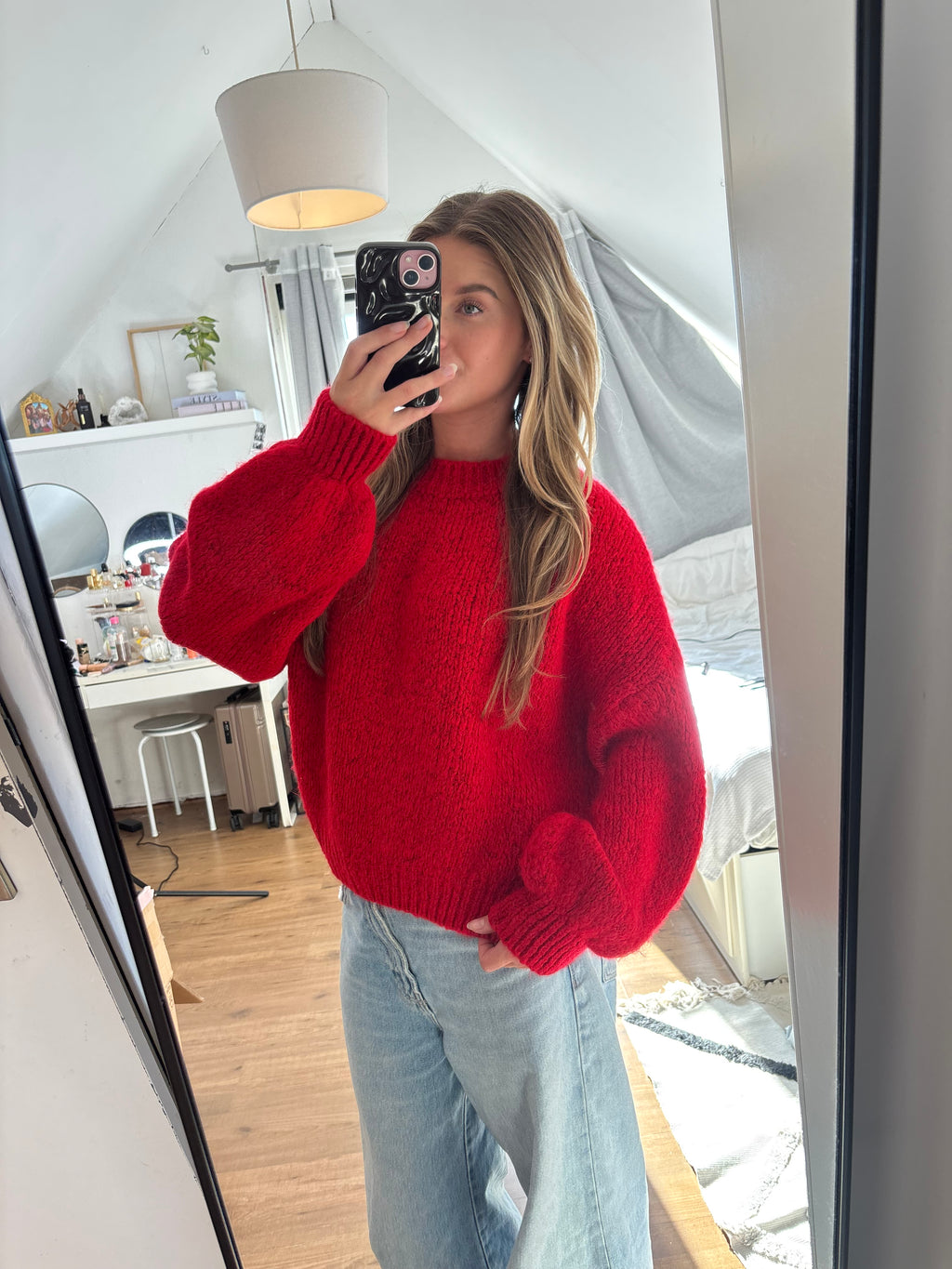 Gebreide trui rood