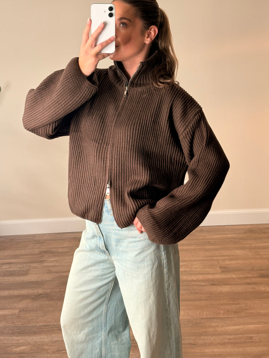 Zipper knit bruin