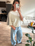 Mila gestreiftes Strickoberteil weiß