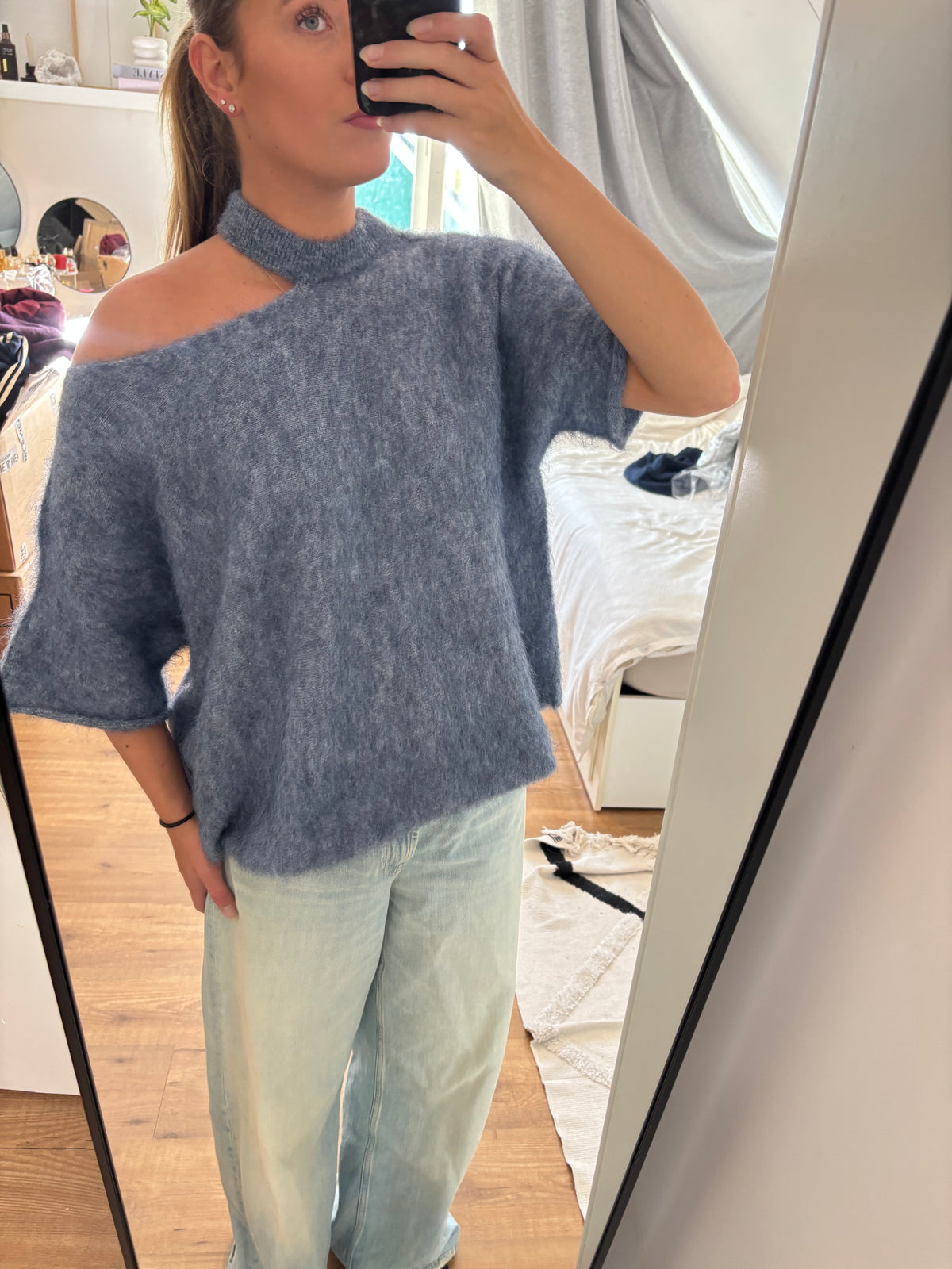 Elara Knit Top lichtblauw