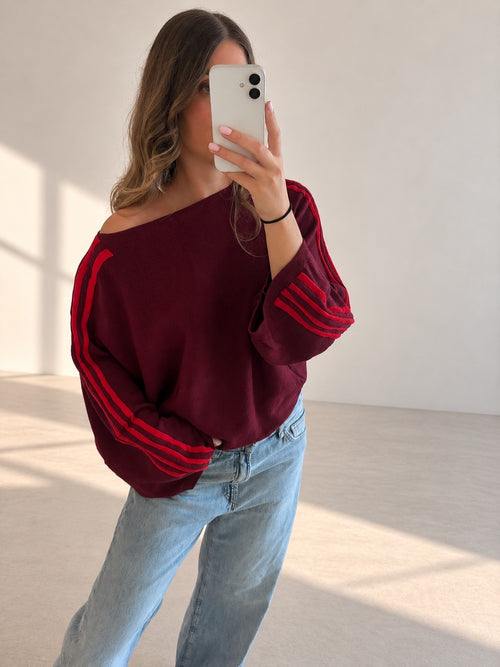 Burgundy Sporty Sweater (1 week levering) (Kopie)
