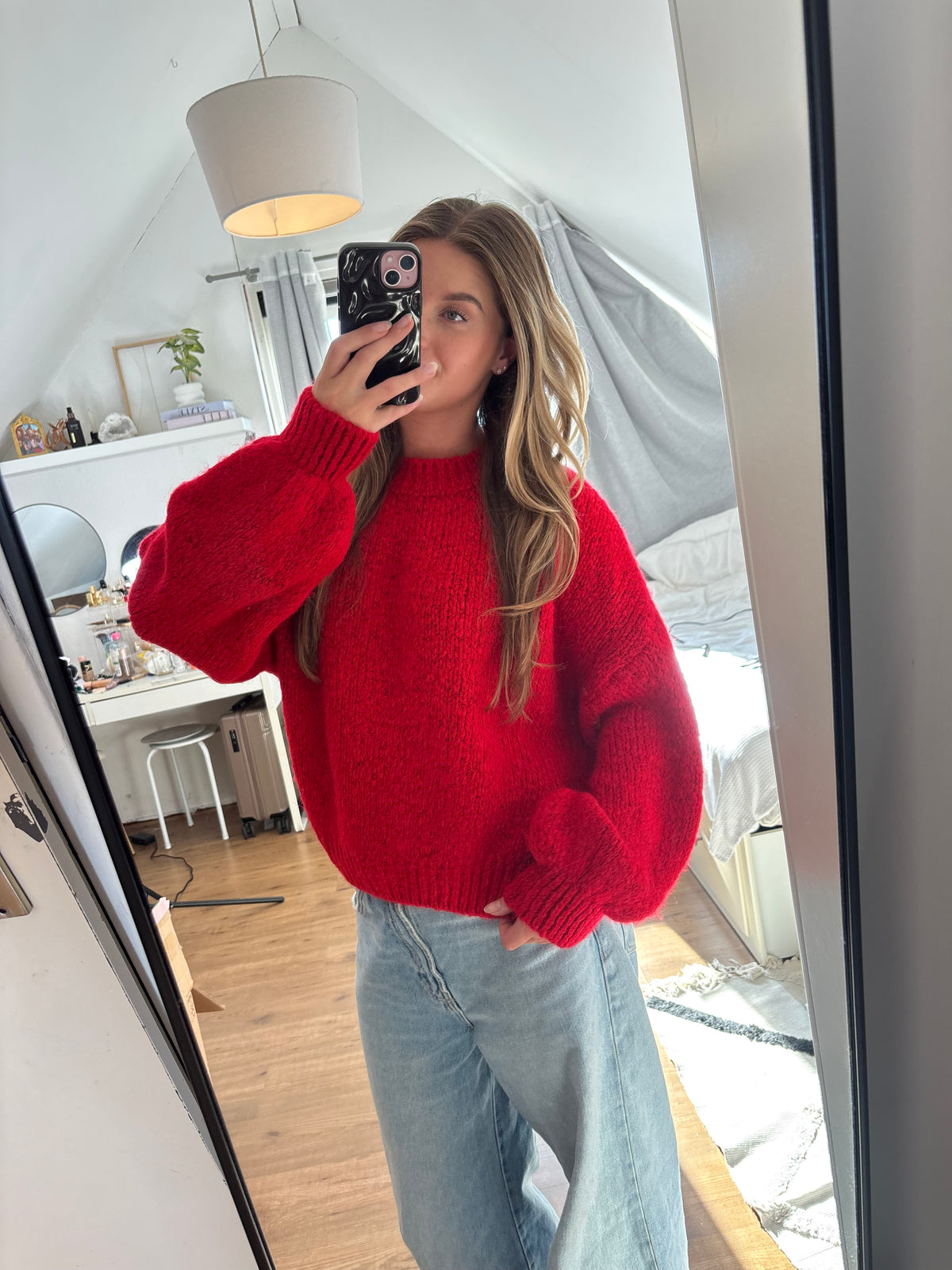 Gebreide trui rood