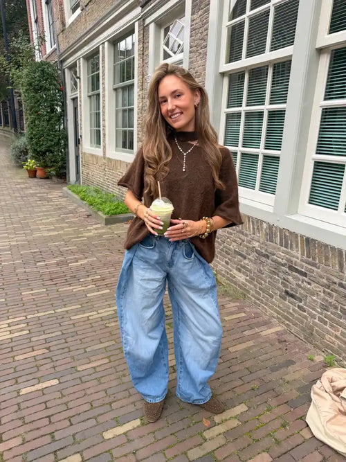 Elara Knit Top Bruin (preorder, levertijd 1 week)